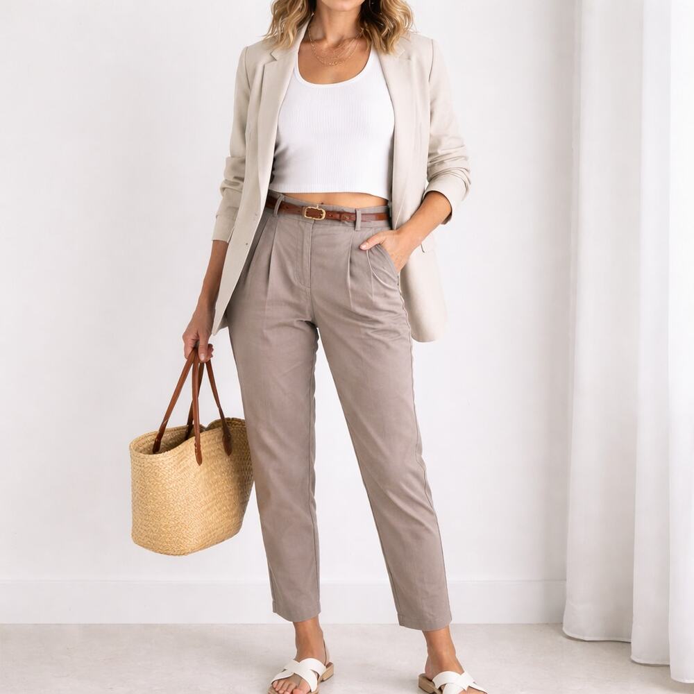 American Eagle Stretch Khaki Pants Size 00 Straight Leg Cropped Casual Chic
